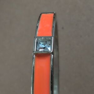 Sequin Silver Orange Accent Modern Bangle Bracelet